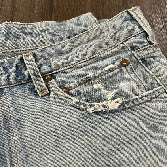 Agolde Criss Cross Asymmetrical Denim Mini Skirt. - Picture 7 of 10